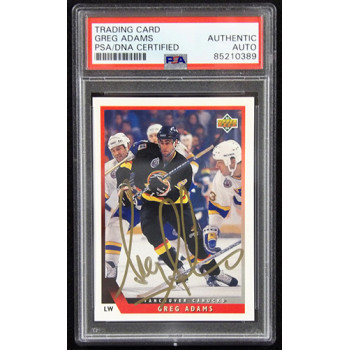 Greg Adams Canucks Signed 1993-94 Upper Deck Card #77 PSA Authenticated