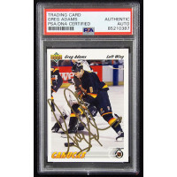 Greg Adams Canucks Signed 1991-92 Upper Deck Card #426 PSA Authenticated