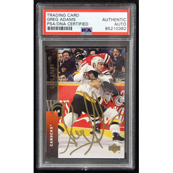 Greg Adams Canucks Signed 1994-95 Upper Deck Card #211 PSA Authenticated