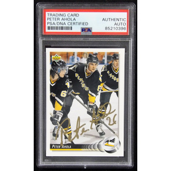 Peter Ahola Penguins Signed 1992-93 Upper Deck Card #526 PSA Authenticated