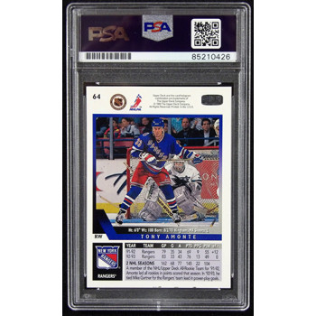 Tony Amonte NY Rangers Signed 1993-94 Upper Deck Card #64 PSA Authenticated