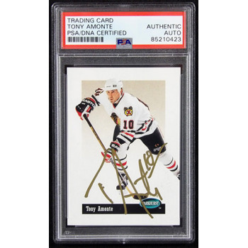 Tony Amonte Signed 1994-95 Parkhurst Vintage Card #V56 PSA Authenticated