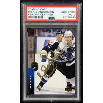 Mikael Andersson Lightning Signed 1994-95 Upper Deck Card #297 PSA Authenticated
