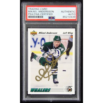 Mikael Andersson Whalers Signed 1991-92 Upper Deck Card #238 PSA Authenticated