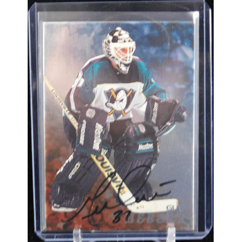 Guy Hebert Anaheim Ducks Signed 1998-99 In The Game Be A Player Silver Card #4