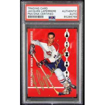 Jacques Laperriere Signed 1995-96 Parkhurst Norris Trophy Card #128 PSA Authen