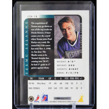 Teemu Selanne Anaheim Ducks Signed 1996-97 Pinnacle Be A Player Silver #LTH-1B