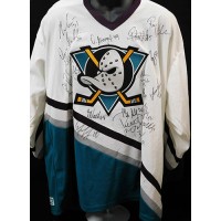 Anaheim Mighty Ducks 1995-96 Team Signed Replica Jersey JSA Authenticated