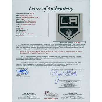 Los Angeles Kings 2022-23 Team Signed Adidas Authentic Jersey JSA Authenticated