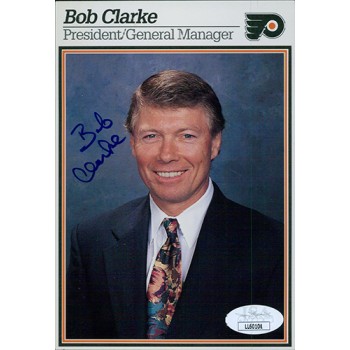 Bob Clarke Philadelphia Flyers Signed 4x6 Postcard JSA Authenticated