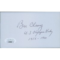 Bill Cleary Olympic Hockey Player Signed 3x5 Index Card JSA Authenticated