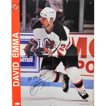 David Emma New Jersey Devils Signed 16.5x21.5 Folded Poster JSA Authenticated