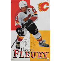 Theoren Fleury Calgary Flames Signed 22x34 Poster JSA Authenticated