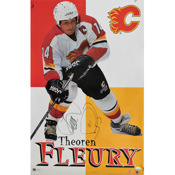 Theoren Fleury Calgary Flames Signed 22x34 Poster JSA Authenticated