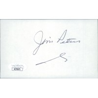 Jim Peters Sr. Detroit Red Wings Signed 3x5 Index Card JSA Authenticated
