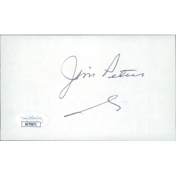 Jim Peters Sr. Detroit Red Wings Signed 3x5 Index Card JSA Authenticated
