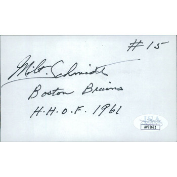 Milt Schmidt Boston Bruins Signed 3x5 Index Card JSA Authenticated Milt Schmidt Boston Bruins Signed 3x5 Index Card JSA Authenticated