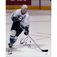 Keith Carney Anaheim Mighty Ducks Signed 8x10 Glossy Photo JSA Auth Water DMG