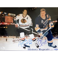 Bobby Hull Brett Hull Signed 11x14 Limited Ed. Glossy Photo JSA Authenticated