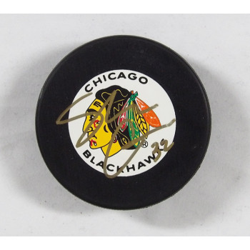 Stu Grimson Chicago Blackhawks Signed NHL Hockey Puck JSA Authenticated