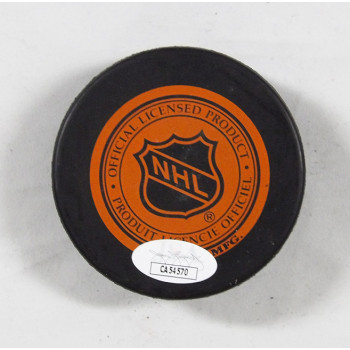 Stu Grimson Chicago Blackhawks Signed NHL Hockey Puck JSA Authenticated
