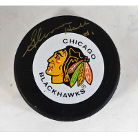 Glenn Hall Chicago Blackhawks Signed NHL Hockey Puck JSA Authenticated