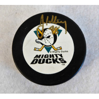 John Lilley Anaheim Mighty Ducks Signed Hockey Puck JSA Authenticated