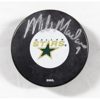 Mike Modano Dallas Stars Signed Hockey Puck JSA Authenticated Smudged