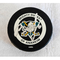 Vitaly Vishnevsky Anaheim Mighty Ducks Signed Hockey Puck JSA Authenticated