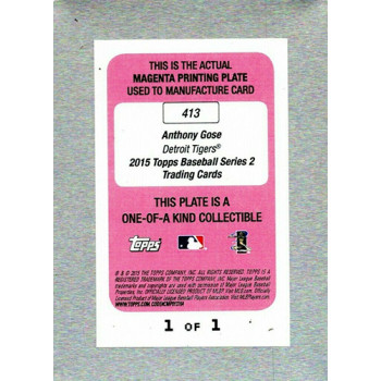 Anthony Gose Detroit Tigers 2015 Topps Magenta Printing Plate Card #413 1/1