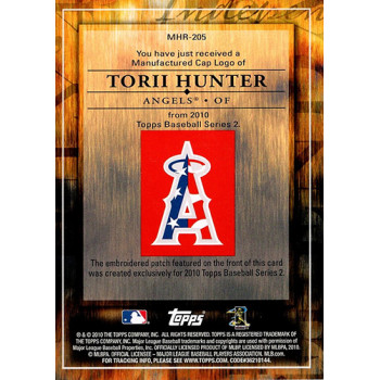 Torii Hunter 2010 Topps Jumbo Packs Manufactured Hat Logo Relic /99 #MHR-205