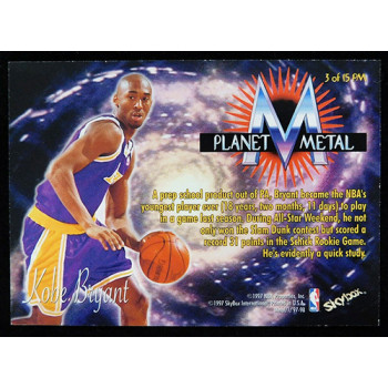 Kobe Bryant 1997/1998 Skybox Metal Universe Planet Metal Rare Insert Card #3 NM Kobe Bryant 1997/1998 Skybox Metal Universe Planet Metal Rare Insert Card #3 NM