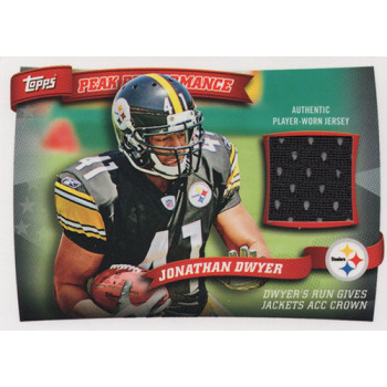 Jonathan Dwyer Steelers 2010 Topps Peak Performance Relics Rookie Card #PPR-JD