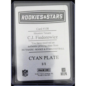 C.J. Fiedorowicz Texans 2017 Panini Rookies & Stars Cyan Printing Plate #108 1/1