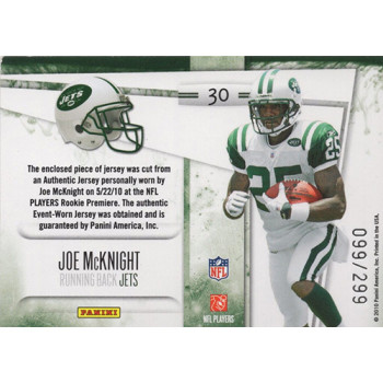 Joe McKnight Jets 2010 Rookies and Stars Dress for Success Jerseys Card #30 /299