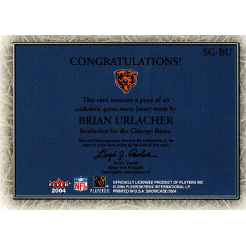 Brian Urlacher Chicago Bears 2004 Fleer Showcase Grace Silver Jersey Card #SG-BU