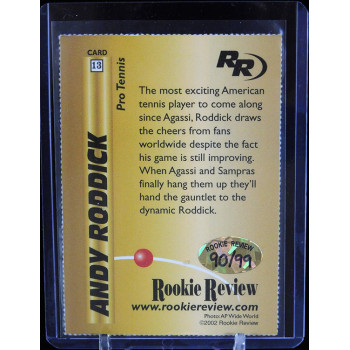 Andy Roddick 2002 Premiere Rookie Review Tennis Card #13 /99