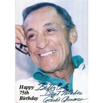 Eddie Arcaro Jockey Signed 75th Birthday Invitation JSA Authenticated