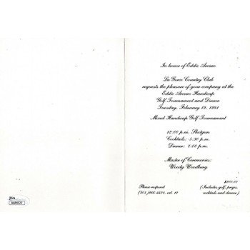 Eddie Arcaro Jockey Signed 75th Birthday Invitation JSA Authenticated