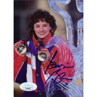 Bonnie Blair Olympic Speed Skater Signed 4x5.5 Cardstock Photo JSA Authenticated