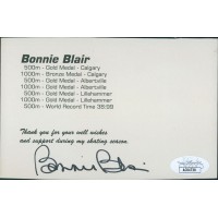 Bonnie Blair Olympic Speed Skater Signed 3.5x5.5 Cardstock Promo Photo JSA Auth