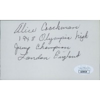 Alice Coachman Olympic High Jump Signed 3x5 Index Card JSA Authenticated