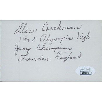 Alice Coachman Olympic High Jump Signed 3x5 Index Card JSA Authenticated Alice Coachman Olympic High Jump Signed 3x5 Index Card JSA Authenticated