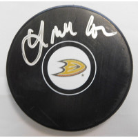 Linda Cohn Signed Anaheim Ducks Logo Puck LCO Exclusive COA ESPN SPORTSCENTER