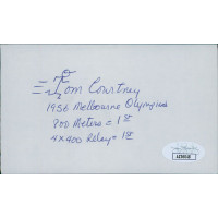 Tom Courtney Olympic Track And Field Signed 3x5 Index Card JSA Authenticated
