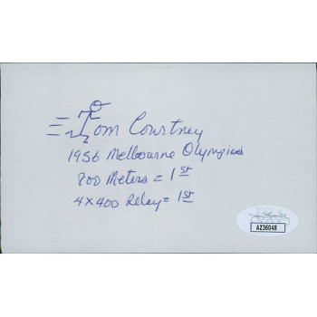 Tom Courtney Olympic Track And Field Signed 3x5 Index Card JSA Authenticated