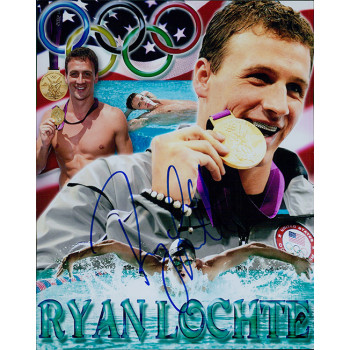 Ryan Lochte Olympic Swimmer Signed 8x10 Matte Photo JSA Authenticated