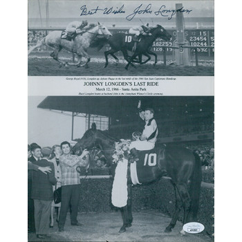 Johnny Longden Jockey Signed 8.5x11 Photo Page JSA Authenticated Johnny Longden Jockey Signed 8.5x11 Photo Page JSA Authenticated