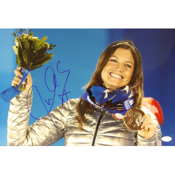 Julia Mancuso Olympic Alpine Skier Signed 12x18 Glossy Photo JSA Authenticated