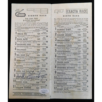 Willie Shoemaker Jockey Signed Oak Tree Santa Anita Program JSA Authenticated